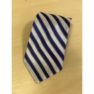 Paul Dione Men's Necktie Blue Striped Pure Silk Wide‎ Tie 58x4